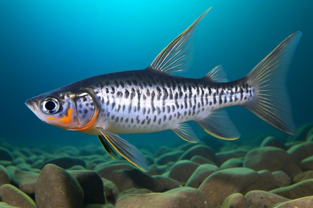 Photo a fish with black stripes and white stripes