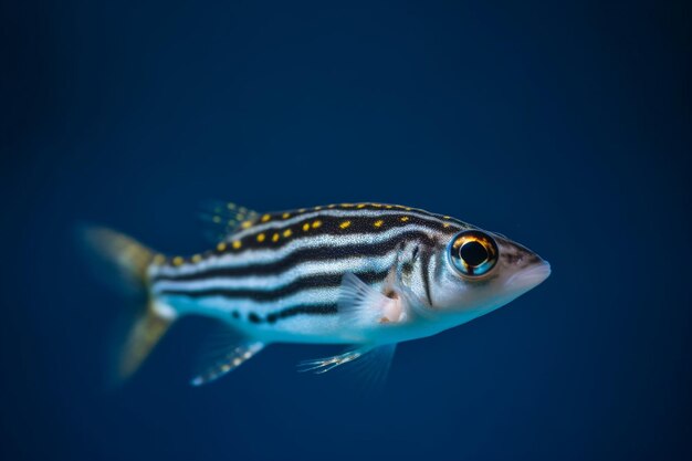 Premium AI Image | A fish with black and white stripes is swimming in a