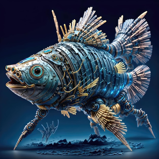 A fish with a blue background and the words