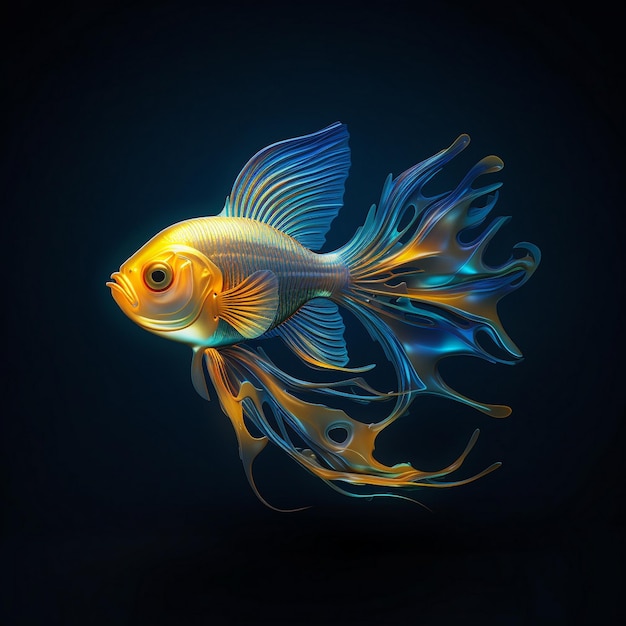 Premium Photo | A fish with a blue background and a yellow fish with