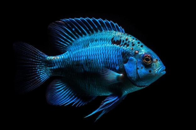 Premium AI Image | A fish with a blue body and the blue light on it