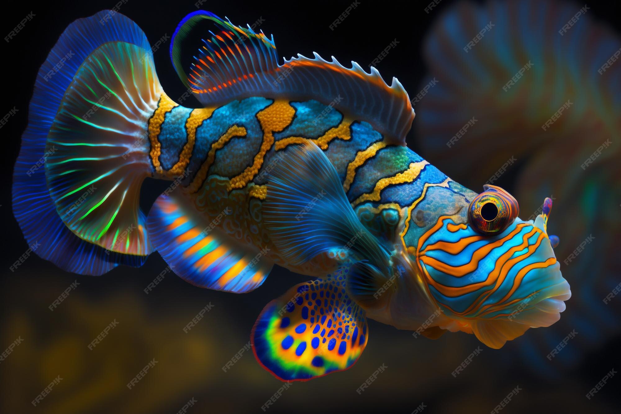Premium AI Image | A fish with blue and yellow markings and blue and