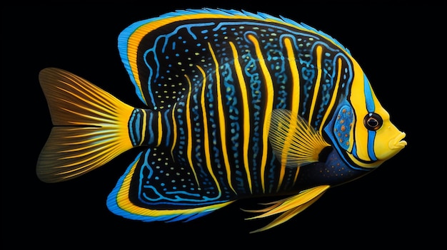 Premium AI Image | a fish with colorful stripes and a yellow and blue