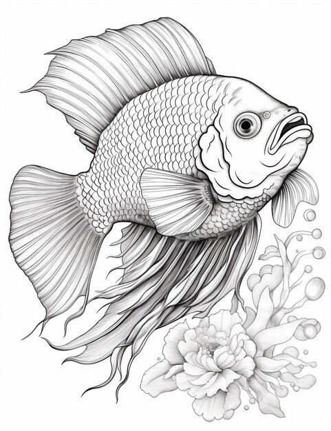 a fish with a flower in its mouth and a fish tail generative ai