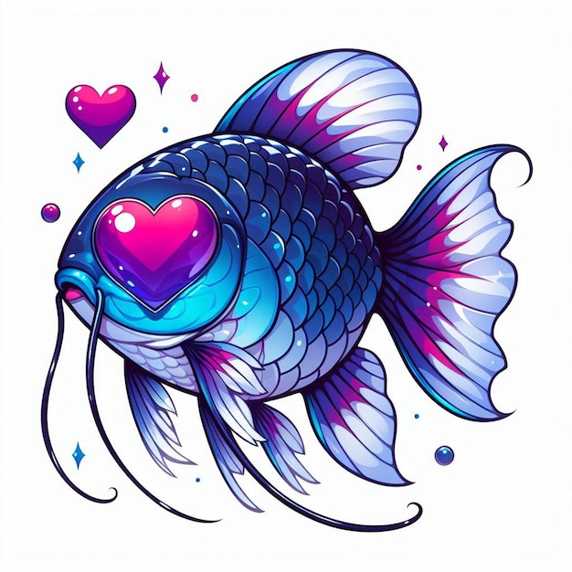 a fish with a heart on it and a heart on the bottom