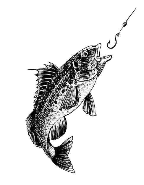 A fish with a hook that says'bass'on it