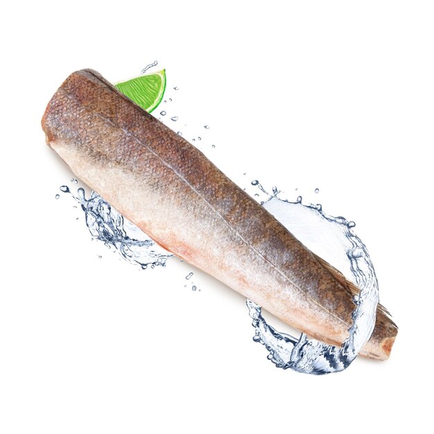 A fish with a lime wedge in the middle of it