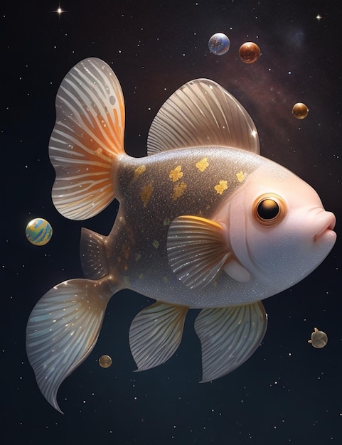Foto un pesce con il nome dell'universo sopra