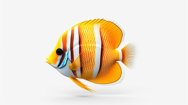 Photo a fish with orange and white stripes and a blue stripe on its side.