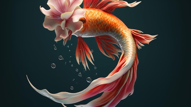 A fish with a pink flower on it