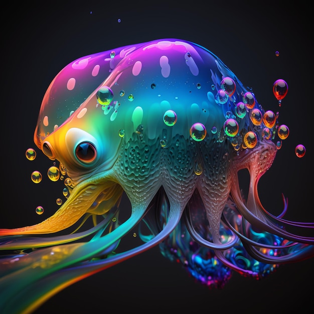 Foto un pesce con una testa color arcobaleno e un grande occhio.