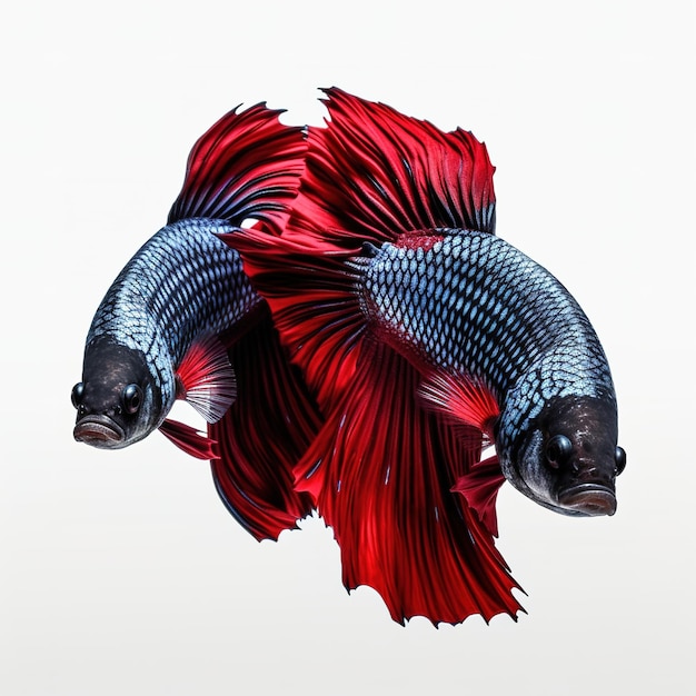 Photo a fish with red and blue tail and black tail