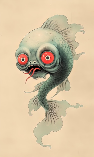 Foto un pesce con gli occhi rossi e un occhio rosso.