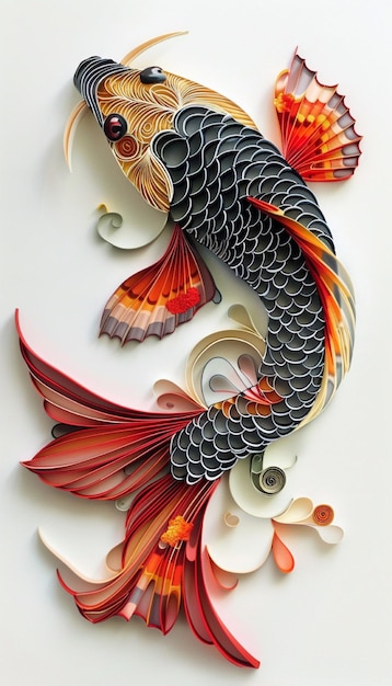 a fish with a red and gold wallpaper for the phone