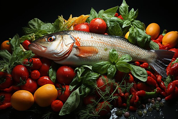 Photo fish with vegetables