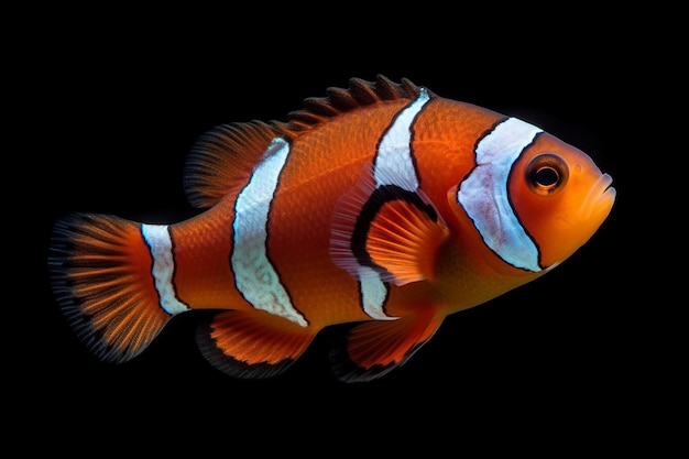 A fish with a white stripe and black and white stripes is shown.