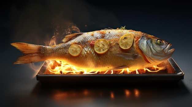 fish with wooden table