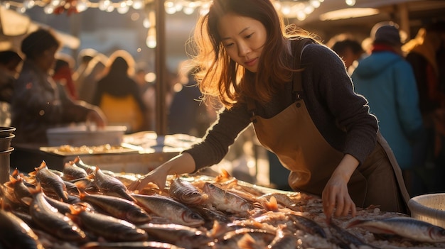 Fish woman in the market