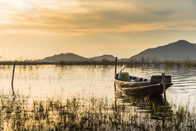 The fisherman boat in the evening