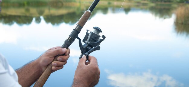 Fisherman catches fish Fishing Hobby