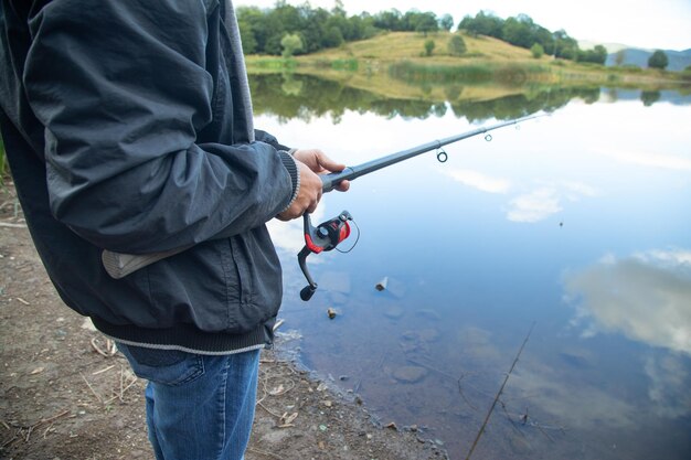 Fisherman catches fish Fishing Hobby