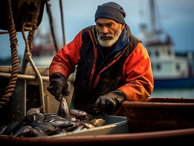 Foto un pescatore del maine scarica la pesca