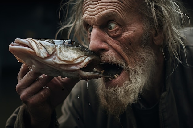 Photo fisherman removing hook from the fish mouth