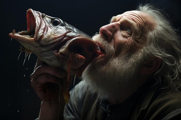 Fisherman removing hook from the fish mouth