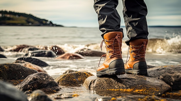 Premium Photo  Fisherman's feet are snug in sturdy fishing boots