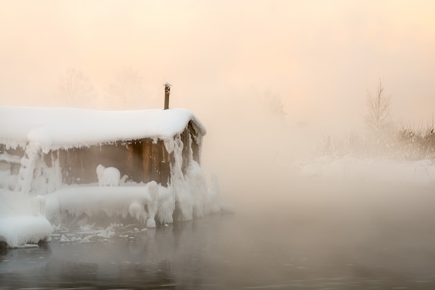Fisherman's hut in the winter