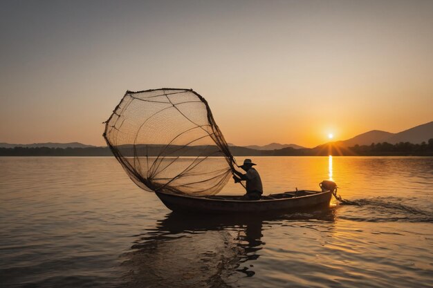 Fisherman throw fishnet