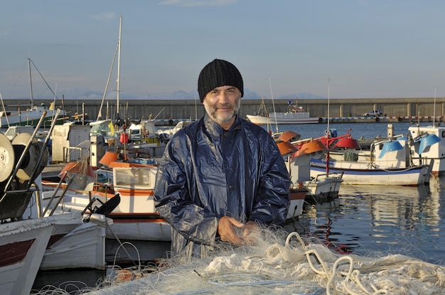 Fisherman working in the fishing port