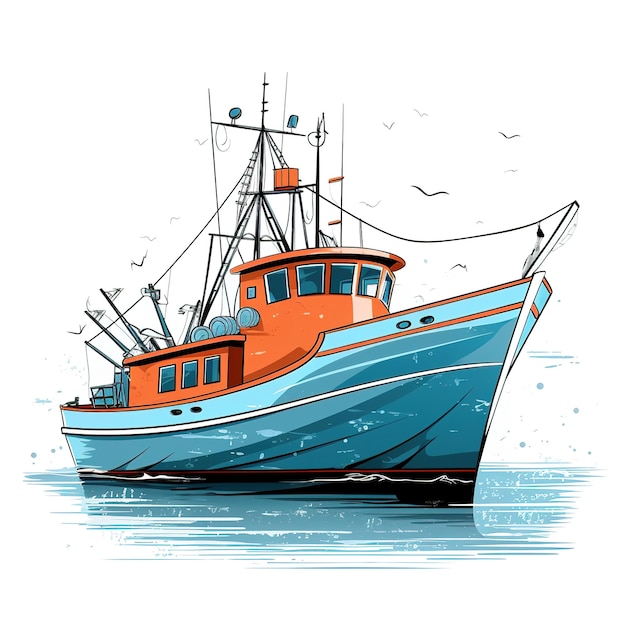 Photo fishing boat illustration