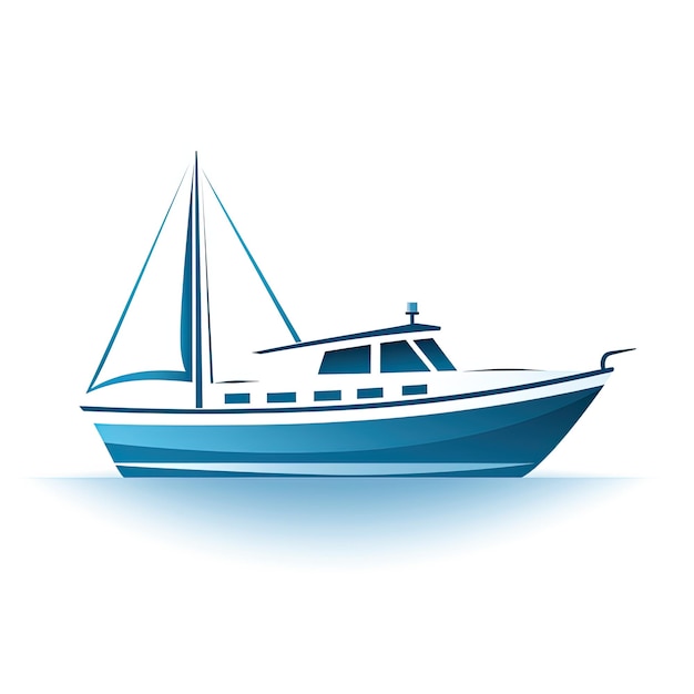 Photo fishing boat isolated on white background vector illustration in cartoon style