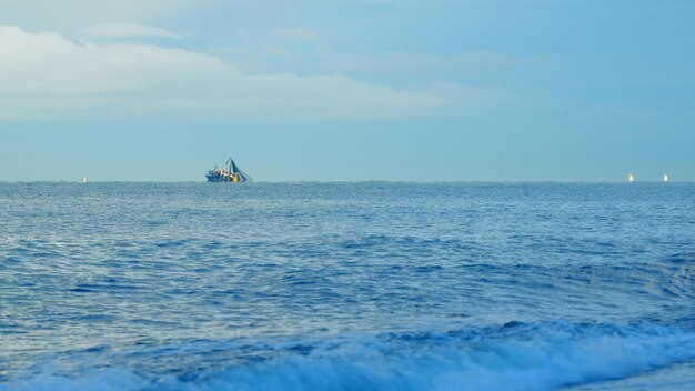 Fishing boat on sea fishing ship in sea small boat float static view