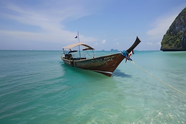 Photo fishing boat in the south off thailand a beautiful curved prow