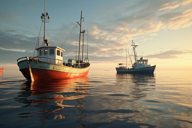 Fishing boats in calm waters