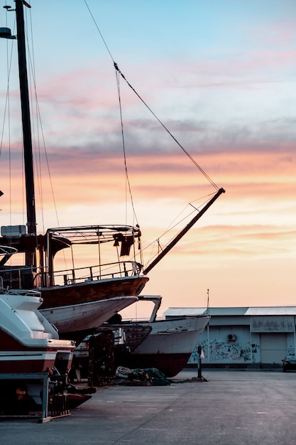 Fishing boats in the fishing harbor