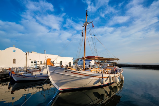 Fishing boats in port of Naousa. Paros lsland, Greece