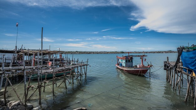 Fishing Boats With Sea Wharf