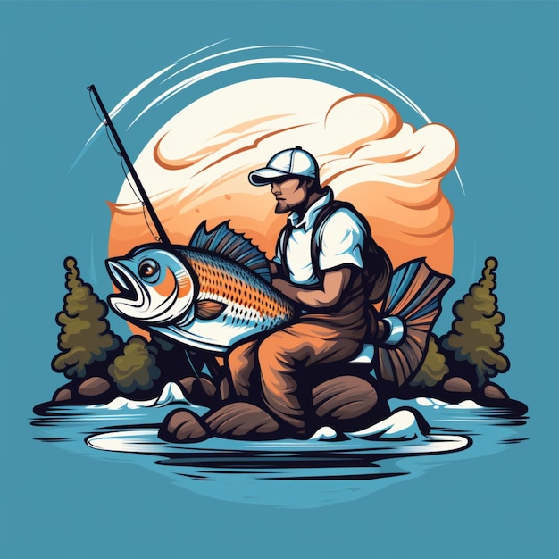 Photo fishing cartoon logo