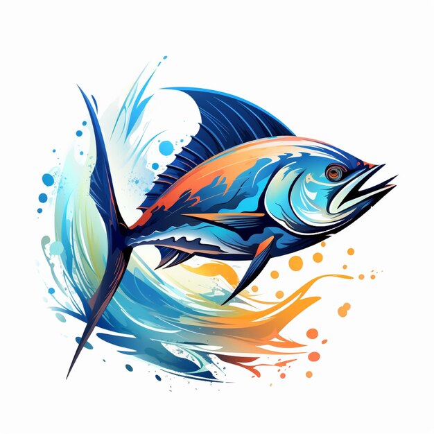 Photo fishing fish illustration logo isolated background