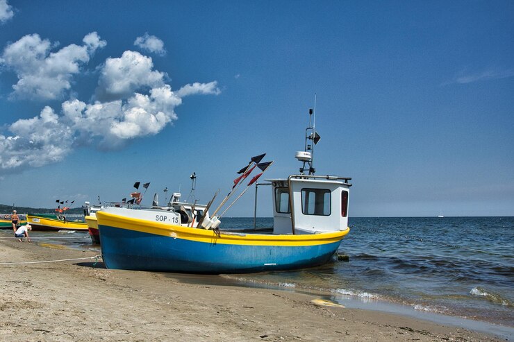 Photo fishing harbor sopot poland