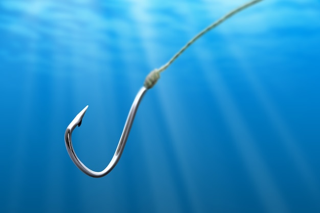 Fishing hook in the sea