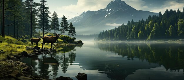 Фото Рыбалка в горах озера, на берегу озера водятся олени