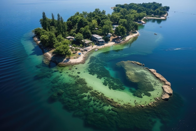 Fishing island in the shape of a crescent bay