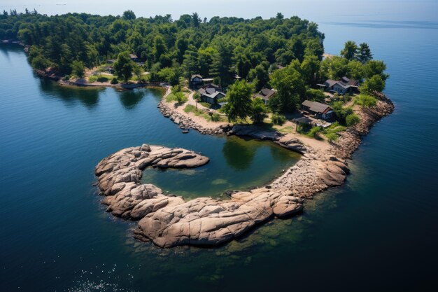Рыбацкий остров в форме бухты в форме полумесяца.