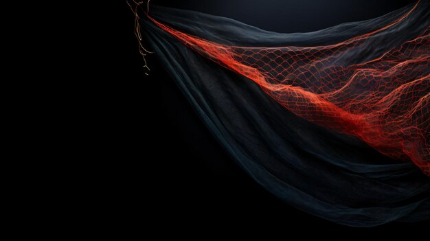 Fishing net on a black background top view free copy