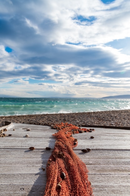 Fishing net on an old boat