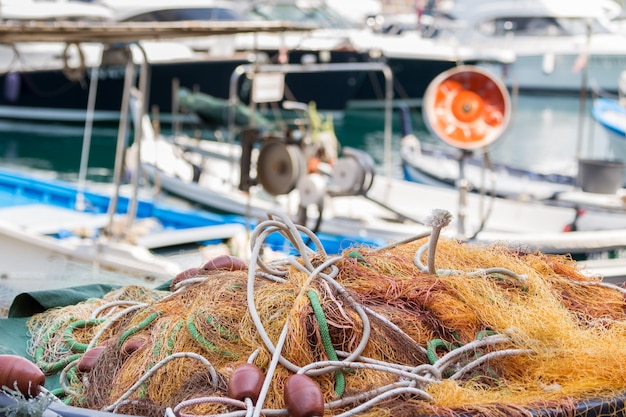 Premium Photo  Fishing net in a port in santa margarita italy